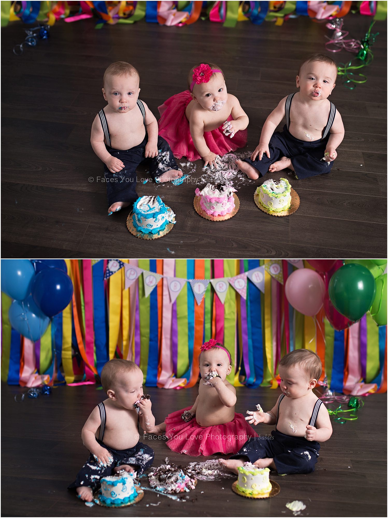 Triplet Cake Smash session | helenransomphotography.com